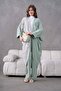 Women's Floral Embroidered Kimono Top and Bottom Set - 3