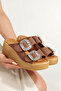 Sup 2005 Double Buckle Stone Detailed Padded Sole Slippers - 4