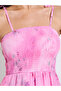 Pink Tie Dye Print Strappy Tiered Maxi Dress - 4