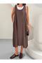Premium Denim Pocket Salopet Dress and Single Jersey Combed Cotton Blouse Two-Piece Set - 2