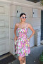 Patterned Strappy Mini Dress Pink - 4