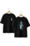 Leaf Deer Print on the Back and Front Chest, 100% Cotton Oversize Loose Regular Fit Crew Neck T-Shirt