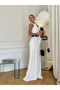 Women's White Ayrobin Halter Neck Wide Leg Palazzo Jumpsuit with Low Cut Back and Chest - 3