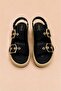 Women's Double Buckle Suede Daily Comfortable Summer Sandals with Straw Sole - 3