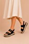 Women's Double Buckle Suede Daily Comfortable Summer Sandals with Straw Sole - 4