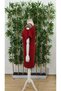 Women's Short Sleeve Single Shoulder Strap and Accessory Detail Elastic Waist Crepe Dress - 5