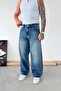 Blue Ripped Detailed Super Baggy Fit Pants - 2