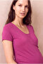 Pregnant and Maternity Women's Fuchsia Viscose Double-Breasted V-Neck Long Sleeve Inner Undershirt Detailed Breastfeeding Function Blouse Emma - 2