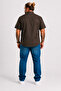 Men's Large Size Short Sleeve Pocketless Linen Shirt 11310 Brown - 3