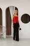Square Collar Shoulder Design Blouse with Gold Accessories Red - 3