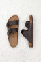 Men's Brown Double Buckle Slippers Daily Summer Anatomical Comfortable Sole - 3