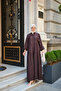 Women's Leaf Embroidery Detailed Half-Button Dress Brown - 2