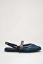 Women's Navy Blue Double-Strapped Mesh Short-Heeled Daily Comfortable Ballerinas - 4