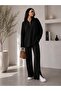 Women's Ribbed Collar and Side Zipper Cuffs Knitwear Set - 2