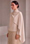 Beige Blouse with Shawl Detail 0146 - 2
