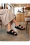 Suede Double-Strap Buckle Slippers with Gold Details, Suitable for Daily Travel Use. - 2