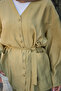 Women's Double Pocket V-Neck Buttoned Waist Tie Suit Fat Green - 5