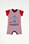 Oeko-Tex Certified 100% Cotton Striped Sailboat Printed Short Sleeve Baby Boy Romper