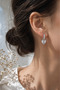 Heart Stone Dangle Zircon Hoop Earrings (Silver Color) - 2