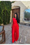 Red Liora Sleeveless Palazzo Jumpsuit - 3