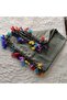Handmade Rainbow Spring Beaded Crochet Border Writing Edge Cheesecloth Yemeni Dowry Bag Circle - 2