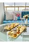 6-Piece Luxury Stainless Steel Baton Serving Tray with Butterfly Design in Gold, for Tea, Coffee, Treats and Presentation. - 2
