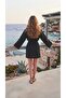 Black Linen Beach Kimono with Waist Belt - 2