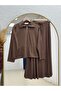Ilgaz Half-Zipper Suit with Side-Cinched Skirt - Mf1874 Brown