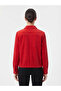 Women's Red Lace-Up Velvet Shirt Jacket - 2