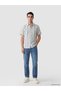 Ozmarka New Season Navy Blue Regular Fit Striped Men's Shirt - 2