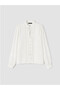 Ecru Tie-Neck Pleated Blouse - 5