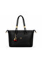 Women's Shoulder Bag Crossbody Strap Premium Soft Textured Raven Large Volume 4 Compartments 40X27X10 cm