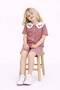 Girl's Floral Embroidered Baby Collar Buttoned Camisole Shorts Set - 3