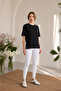 Black Crew Neck Basic Women's T-Shirt 100% Cotton Side Slits Short Sleeve Casual Comfortable Cut