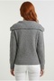 Women's Gray Knitwear Sweater with Wide Collar Detail - 2