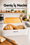 Rectangular Metal Bread Box with Wooden Lid and Set of 3 Round Tea, Coffee, and Sugar Storage Containers White - 5