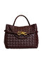 Burgundy Leather Knitted Women's Handbag - 2