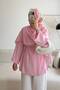 Women's Shawl Collar Belted Loose Draped Long Sleeve Oversize Modern Hijab Tunic Shirt