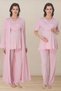 Venera Women's Pink Cotton 4-Piece Set with Easy Nursing Features: Postpartum & Maternity Pajamas, Nightgown, and Robe Set - 2