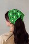 Green Daisy Patterned Summer Bandana, Knitted Patterned Bohemian Bandana & Waist Scarf