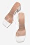 Women's Two-Strap Transparent Heeled Slippers Sandals Brovin White Skin - 6