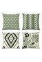Green Floral Patterned 4-Piece Throw Pillow Cover Set - 3
