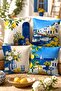Coastal Village Patterned 4-Piece Throw Pillow Cover Set
