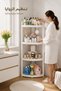 4 Tier Plastic Corner Shower Caddy Organizer Floor Standing Mesh Waterproof Rustproof Hooks