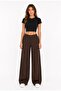 Women's Brown Woven Trousers-P193