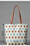 Women's Black and White Polka Dot Patterned Canvas / Fabric Shoulder and Shopping Bag - Tote Bag / Polka Dot Shopper Bag - 2