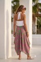 Fuchsia-Green Shawl Patterned Pocketed Allover Printed Elastic Waist Casual Viscose Asymmetrical Woven Skirt 90 65 - 7