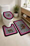 Non-Slip Based Washable 3-Piece Toilet Set Elephant Pattern Bath Mat – Modern Bathroom Rug
