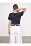 32847 Lyocell Blended V-Neck T-Shirt-Dark Blue - 2
