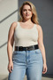 Plus Size Black Women's Belt with Thick Form and Double Buckle Staple Detail - 5